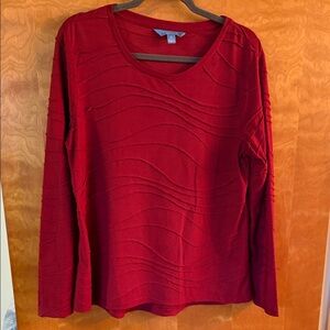 Simply Vera Vera Wang Textured Red Long Sleeve Top